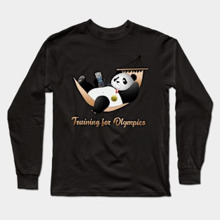 Panda Paradise: Laziness Level Gold Medal, Funny, Gift, Couch, T-shirt, Nature Lovers, Beige Font Long Sleeve T-Shirt